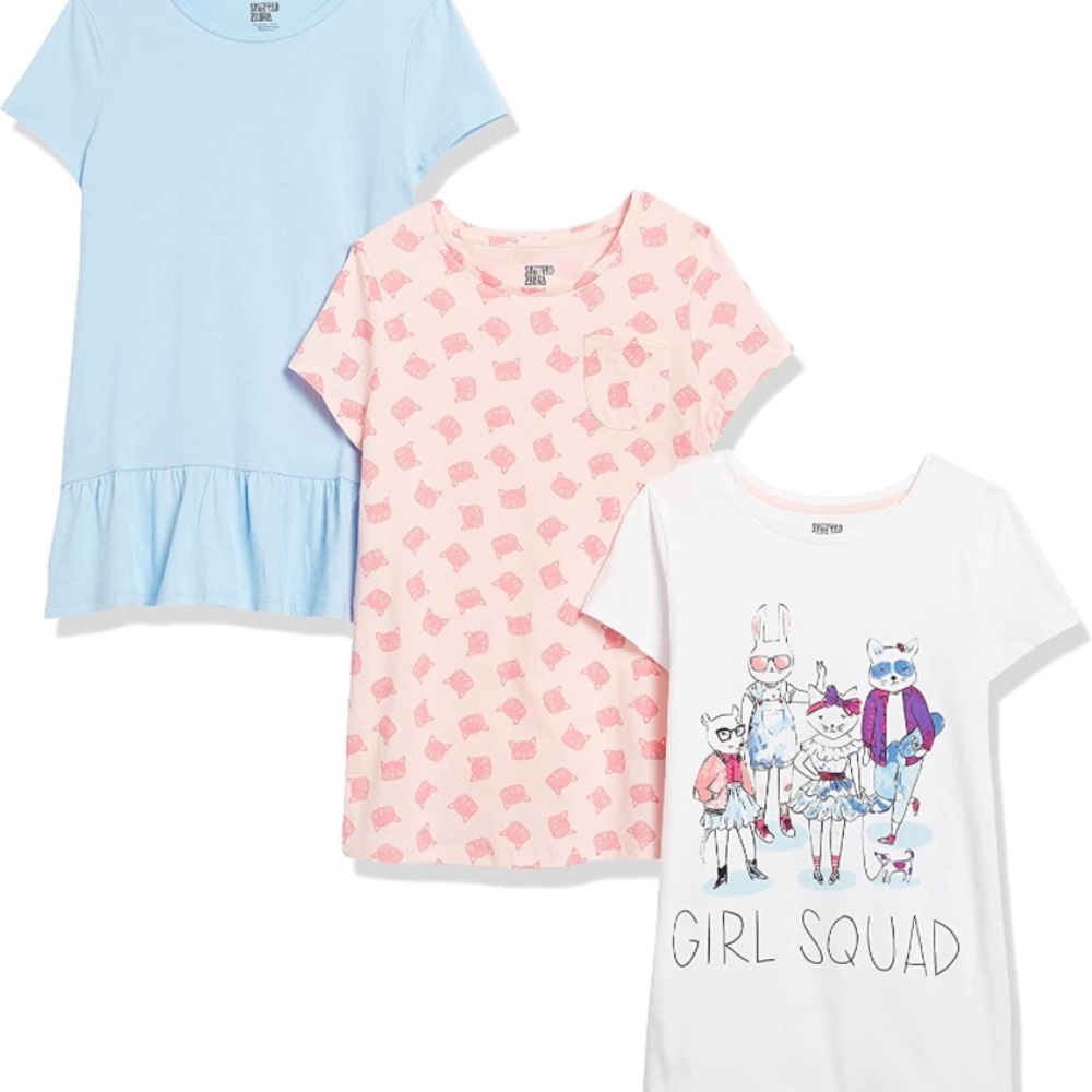 Spotted Zebra Short-Sleeve Tunic Tops, Multipacks. New size XL(12)